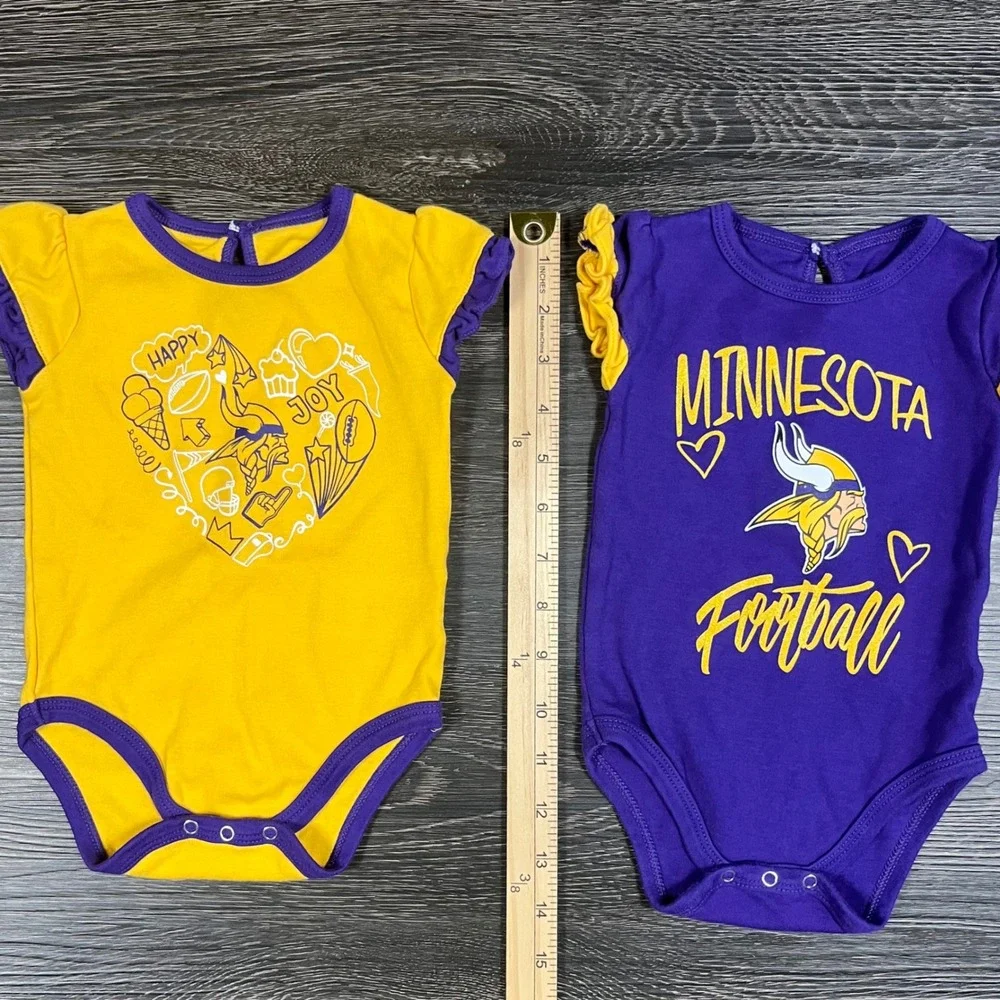 Minnesota Vikings Baby Girl 3-6M Bodysuits Lot of 2 NFL Gameday Fangirl Skol